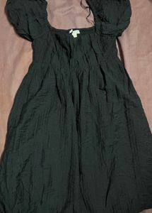 Black Crinkle Babydoll Dress