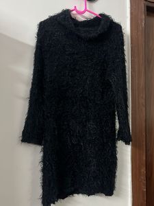 Black Fuzzy Sweater Dress