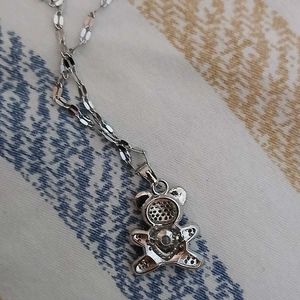Teddy Bear Necklace with Rhinestones