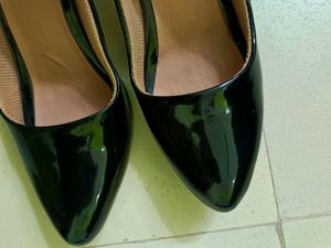 Black Leather Block Heels