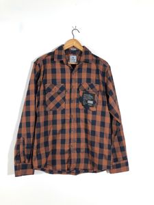 Brown & Navy Plaid Flannel Shirt