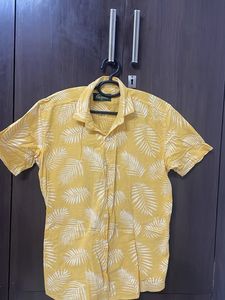 Yellow Leaf Print Shirt