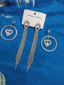 Combo Set Of 2 Sparkling White Earrings