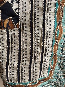 Tussar Silk Green And Cream Saree
