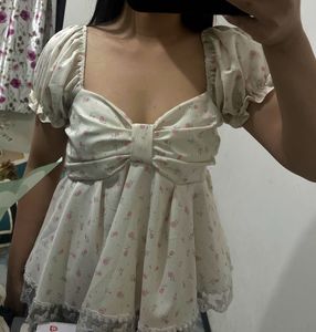 Floral Lace Trim Top