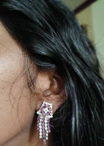 White-Lavendar Earings 🎀🪻