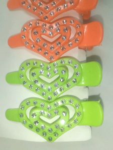 Heart-Shaped HairClips wid Rhinestone Embellishme.