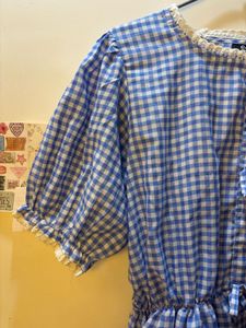 Blue Gingham Peplum Top