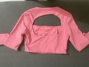 Pink Cutout Long Sleeve Top