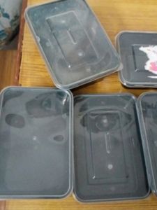 6 Upcycled Black Rectangular Boxes Of Different Depths