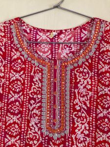 Red &amp; White Ethnic Kurti