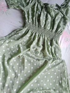 Olive Green Polka Dot Dress