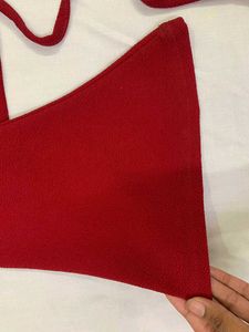 Red Tie Front Crop Top