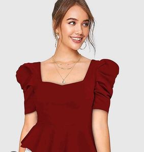 Maroon Peplum Top