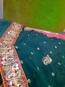 Enchanted Green Designer Saree With Intricate Emb.