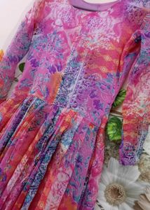 Floral Pink Anarkali Kurta