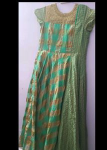 Traditional Long Frock With Stone Workon Neck Part