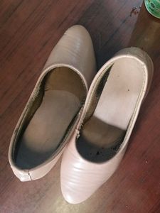 Beige Pointed Toe Ballet Heels