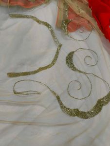 Orange &amp; Gold Sequin Embellished Saree