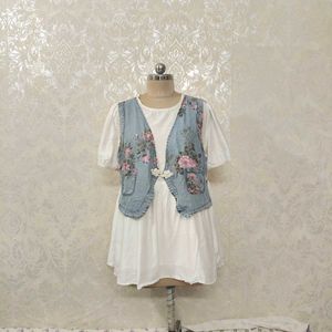 Floral Denim Vest