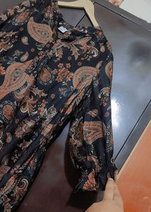 Black Paisley Printed Kurti For 44 Bust