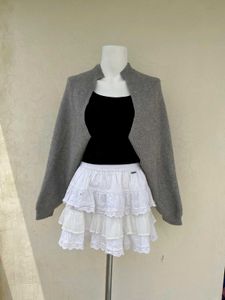 Beige Ribbed Knit Shrug