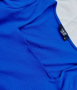 Blue Long Sleeve Crop Top