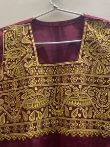Embroidered Maroon Dress