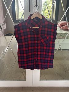 Red & Black Plaid Top