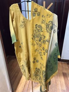 Yellow Floral Print Kurta Set