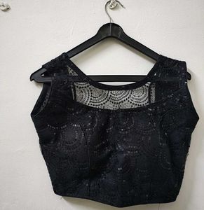 Black  Padded Net Blouse