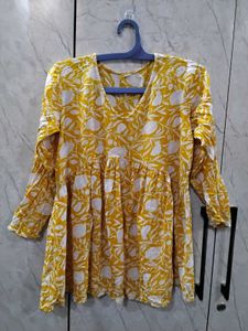Yellow Floral Print Tunic Top