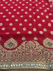 Red Embellished Saree