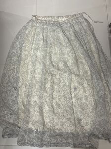 White & Silver Lehenga Skirt