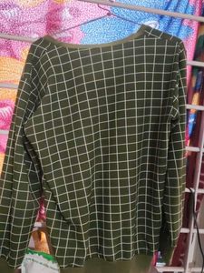 Green Grid Long Sleeve Top