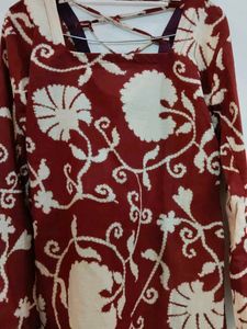 Boho Floral Criss-Cross Back Long Sleeve Dress