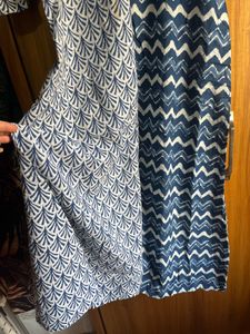 Blue Printed Ethnic Kurta Dress