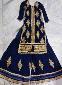 Navy Blue Sharara Suit