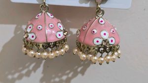 Pink Jhumka Earrings