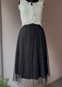 Black polka dot tulle skirt