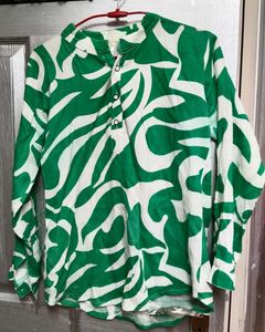 Green Print Aesthetic Shirt