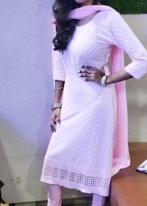 Pink Cotton Salwar Kameez Suit