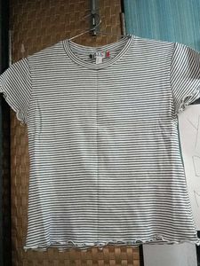 White Striped Crop Top