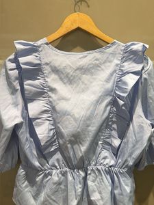 Ruffled Light Blue Top