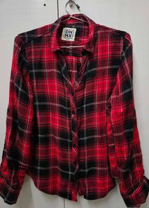 Women Red And Black Checked Casual Shirt
