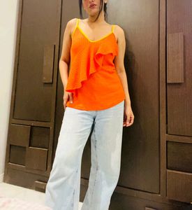 Orange Frill Designer Top