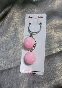 Pink Football Keychain