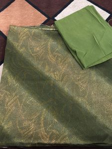 Green & Gold Dress Material
