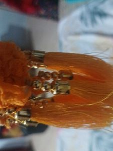 Bright Orange Dupatta with Tassels - New!