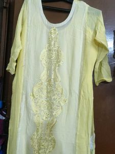 Yellow Embroidered Kurta Set Combo